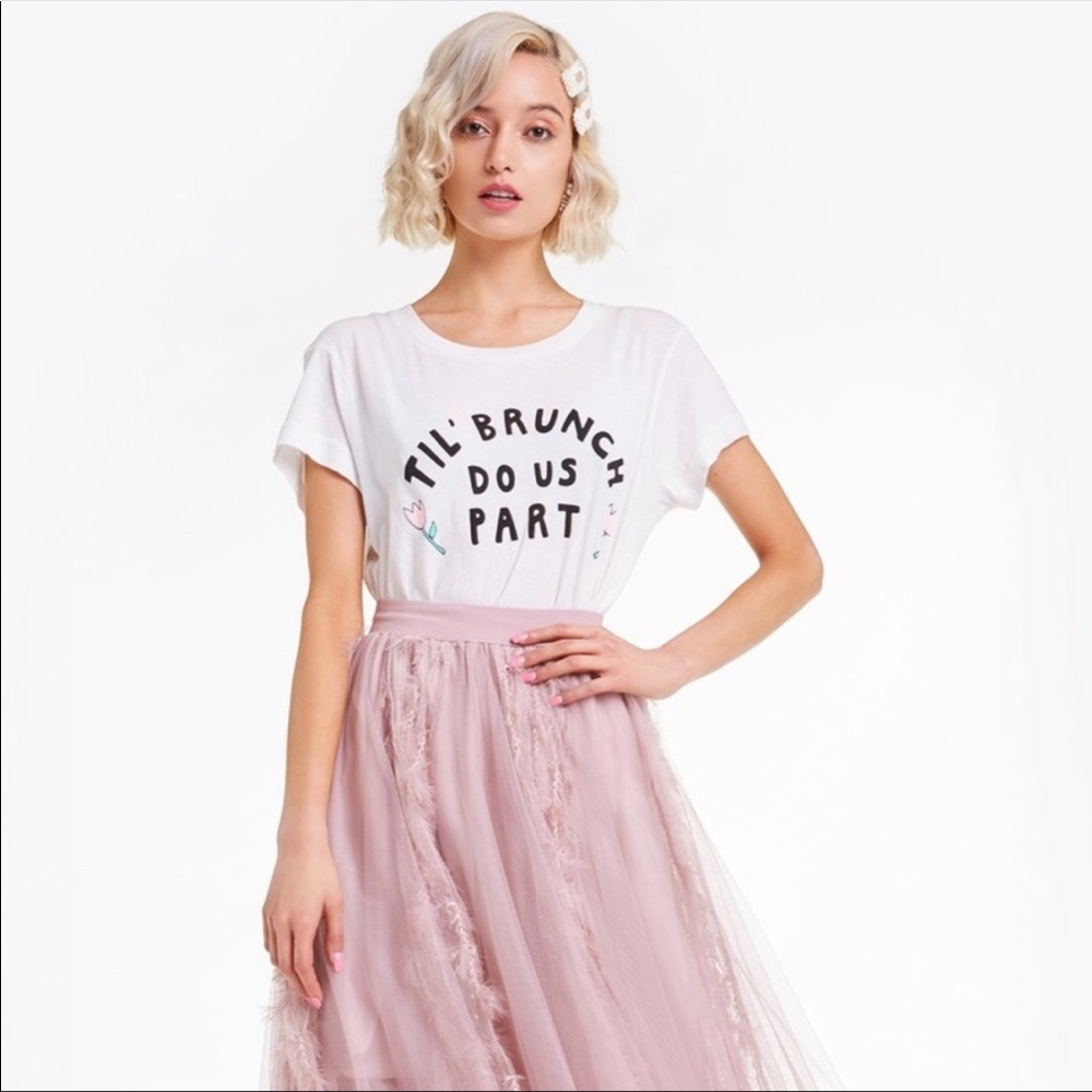 NWT Wildfox Til Brunch Do Is Part Wedding Bride Tee Top Small